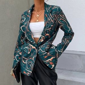 Shein Allover Print Lapel Neck Blazer